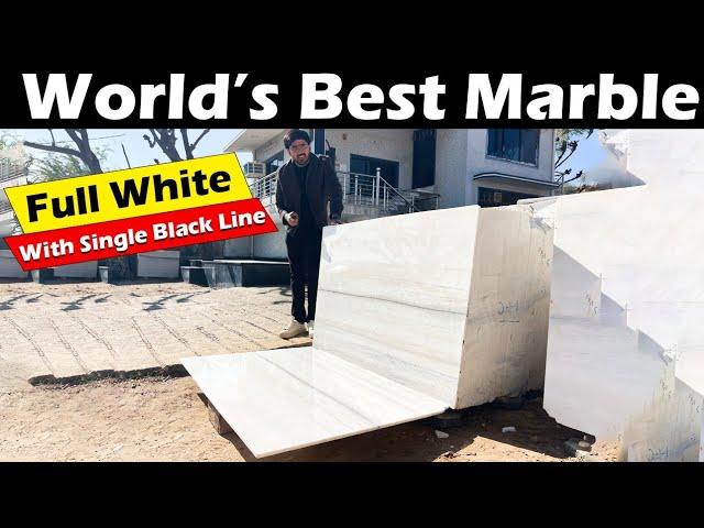 World No.1 Marble | Full white With Single Black Line | Makrana Albeta Marble | 9116113111