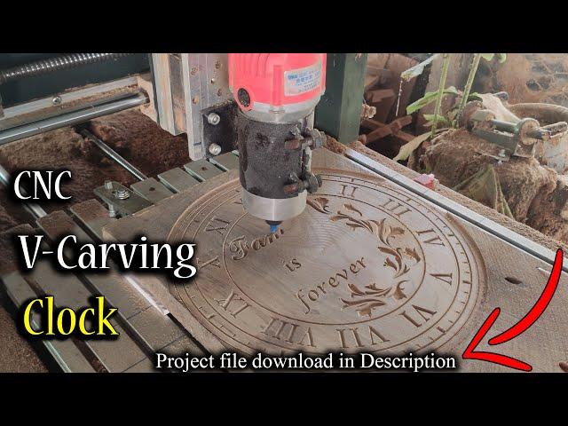 Rome Number Clock V-Carving // Vetric Aspire toturial // CNC Woodworking project