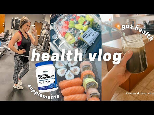 HEALTH VLOG: gut health, supplements, easy meals and beginner workouts! (push day!!)