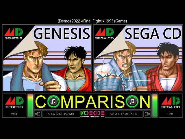 Final Fight (Sega Genesis vs Sega CD) Side by Side Comparison [Demo] Dual Longplay @vcdecide