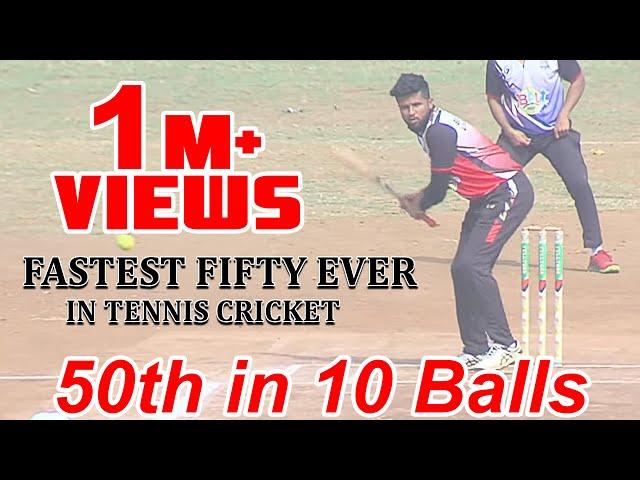 FASTEST FIFTY EVER IN TENNIS CRICKET HISTORY 50 RUNS IN 10 BALLS | MAHENDRA MAGHE | BPL 2022