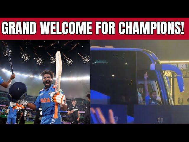 Grand Welcome for Champions! Team India Arrives to Loud Cheers at Their Team Hotel