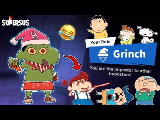 Shinchan became grinch in super sus and trolling imposters  | shinchan playing among us 3d 