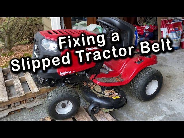 How to quickly fix a Slipped Troy Bilt Lawn Tractor Belt (Blade Engagement Belt)