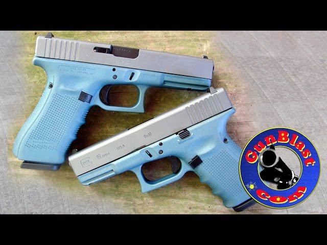 Davidson's EXCLUSIVE Glock 17 & 19 Titanium Blue Gen 4 9mm Pistols - Gunblast.com
