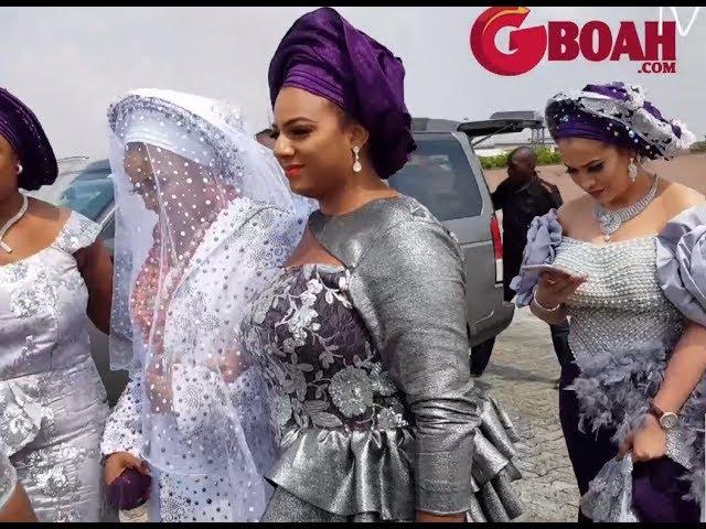 Oritsefemi's Wife, Nabila Arrives Her Traditional Wedding Like A Queen With Beautiful Bridal Trains