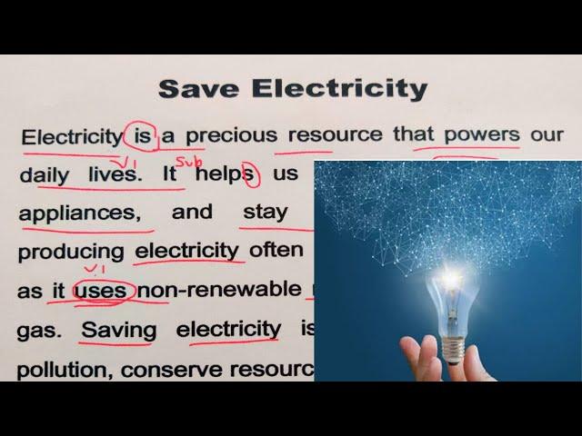 Essay On Save Electricity / English padhna kaise Sikhe / Spoken English practice/