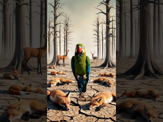 A parrot digs into the hill to extract water and saves the lives of animation  #ai #parrot #shorts