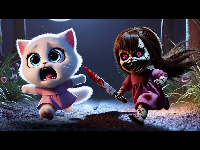 Little Cat was Chased by Ghost Doll #cat #ai #catlover #catvideos #cutecat #aicat