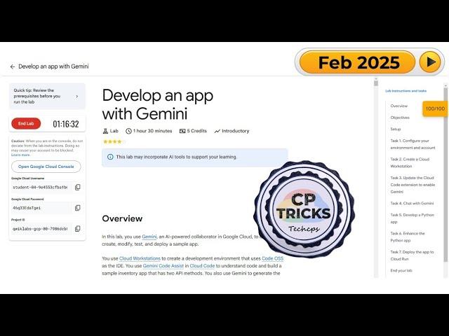 Develop an app with Gemini | #qwiklabs | #arcade | #Coursera @techcps