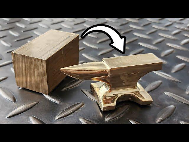 I turn a Solid Brass Block into a Mini Anvil! Amazing DIY