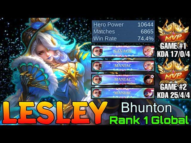 6,800+ Matches Lesley Double MVP Gameplay - Top 1 Global Lesley by Bhunton - Mobile Legends