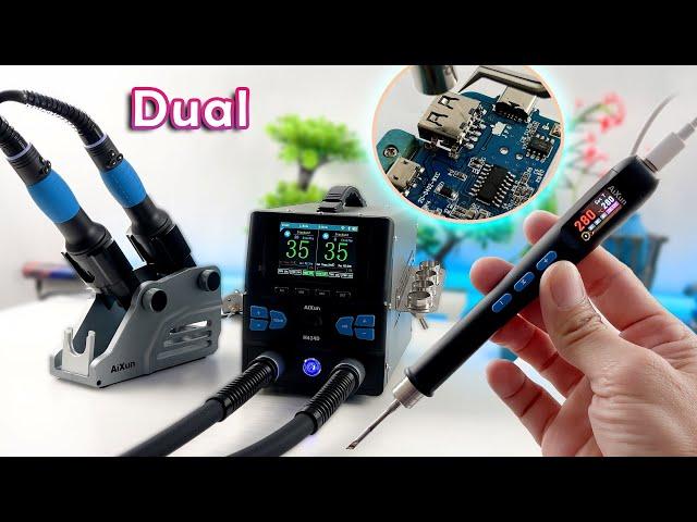 Replace Charging Port with High End Series AiXun H414D Hot Air Station and T208 MiNi soldering.