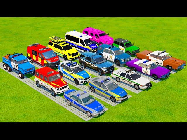 TRANSPORTING BEST POLICE CARS & EMERGENCY VEHICLES WITH BIG TOW TRUCKS! Farming Simulator 22