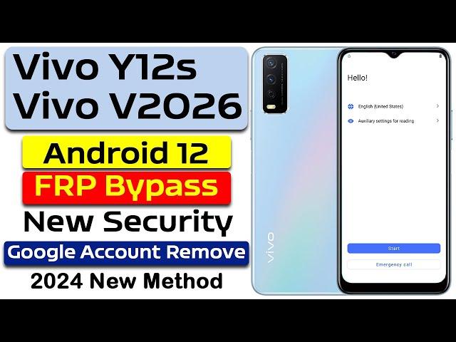 Vivo Y12s ( V2026 ) FRP Bypass without PC , Android 12 New Security Bypass , Google Account Remove