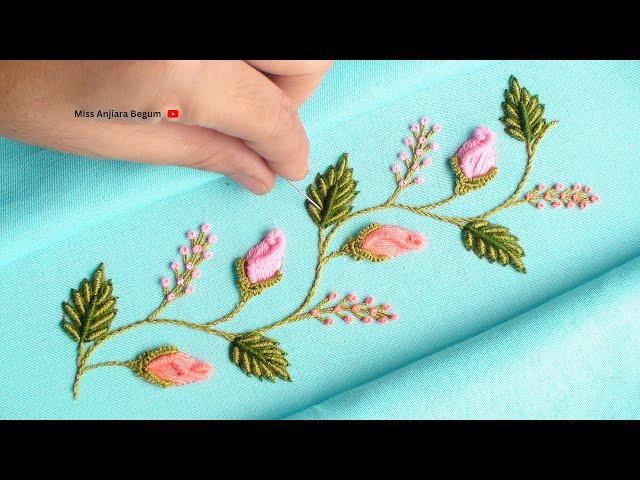 "Easy Hand Embroidery Patterns for Pastel Outfits | Step-by-Step Tutorial" @MIssAnjiaraBegum