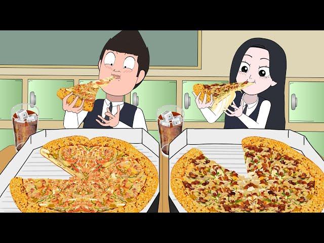 Sneaky Pizza Mukbang in Class | Animation ASMR