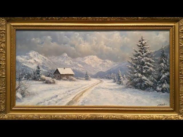 christmas Frame TV Art Snow Landscape 4K  2h Vintage OilPainting TV Background  Winter Ambience