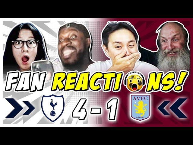 SPURS FANS GO WILD REACTION TO TOTTENHAM 4-1 ASTON VILLA | PREMIER LEAGUE FAN REACTIONS