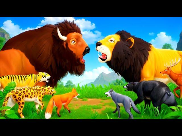 Animal Revolt Battle Simulator! Epic Animal Fights - Lion vs Tiger vs Bison vs Giraffe vs Crocodile!