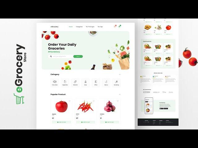 How To Make A Grocery Store Website Just Using HTML And CSS | Pure HTML And CSS