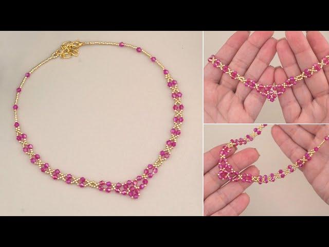 Step-by-Step Crystal Beads Necklace Making Tutorial: DIY Beautiful Beaded Necklace Design for Girls