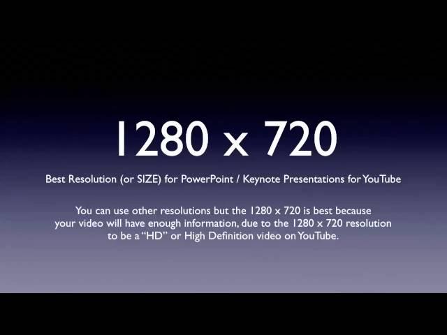 HD Resolution For YouTube Is 1280x720