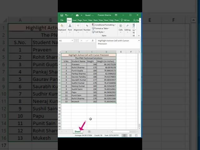 Excel Trick: Highlight Active Cell with Cursor Precision.