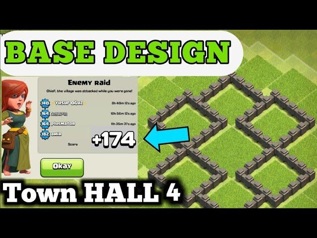 clash of clans - best town hall 4 defense (base design) | th4 base | town hall 4 base defense