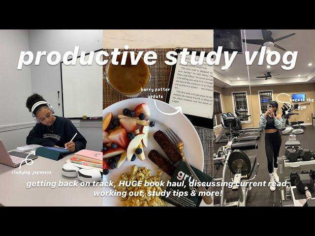 Productive study vlog : studying Japanese, HUGE book haul and current read review