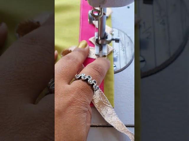 Sewing Tips And Tricks For Making A Beautifull Design Using 9 mm Golden Gota Patti #Shorts #Morni