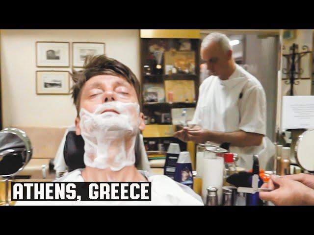  Classic Old School Greek Barber Wet Shave | Pavlatos Traditional Barber Shop in Athens Greece