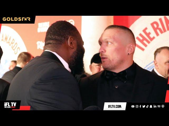 ‘I WILL BEAT YOU’ - MARTIN BAKOLE & OLEKSANDR USYK SQUARE OFF AT RING MAGAZINE AWARDS & DISCUSSES AJ