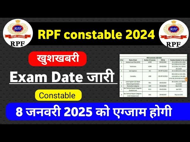 rpf constable exam date 2024 | RPF constable 2024 Exam Date| RPF constable ki exam kab hogi 2024