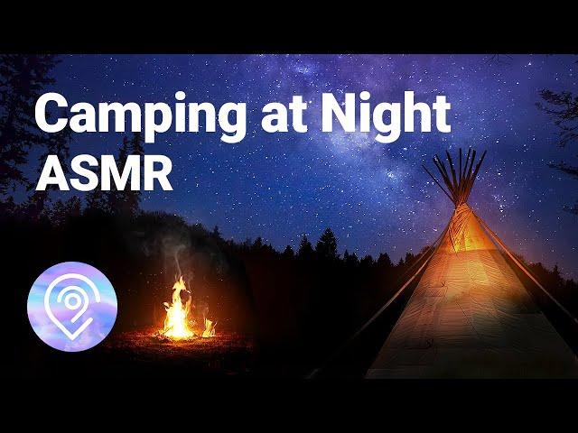 ASMR - Forest Night White Noise / Campfire, Crickets, Owls Binaural #019