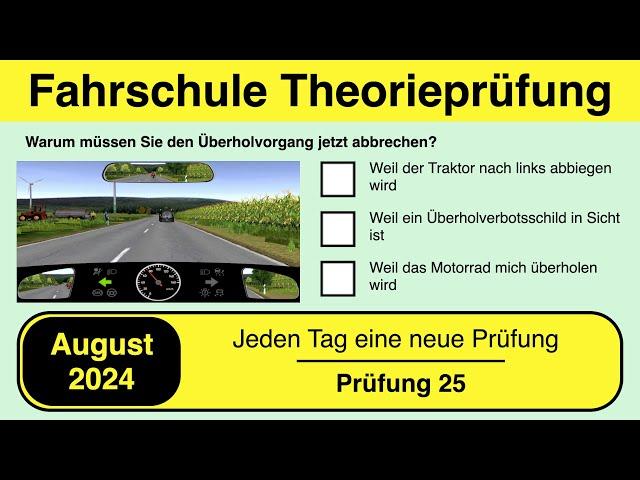  Führerschein Theorieprüfung Klasse B  August 2024 - Prüfung 25 