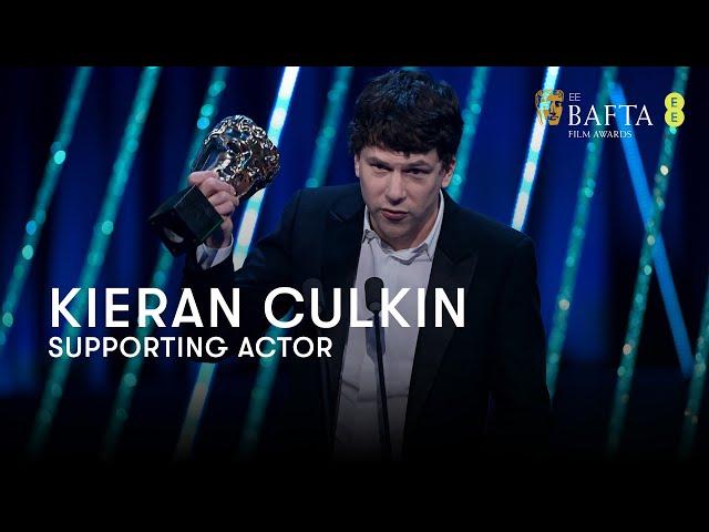 Jesse Eisenberg's hilarious speech for Kieran Culkin's Supporting Actor win | BAFTA Film Awards