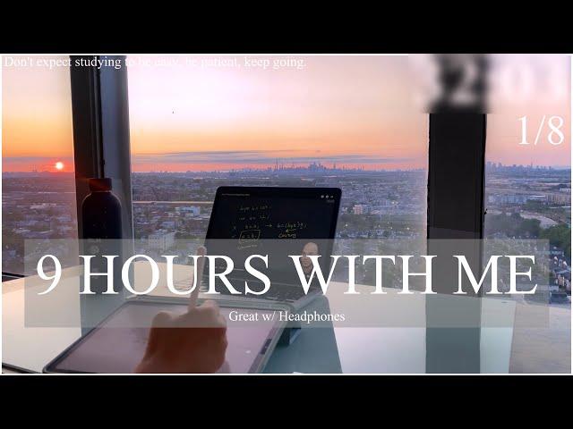 9 HOUR STUDY WITH ME| Sunrise View| White Noise for Studying| POMODORO 50/10| Mindful Studying|