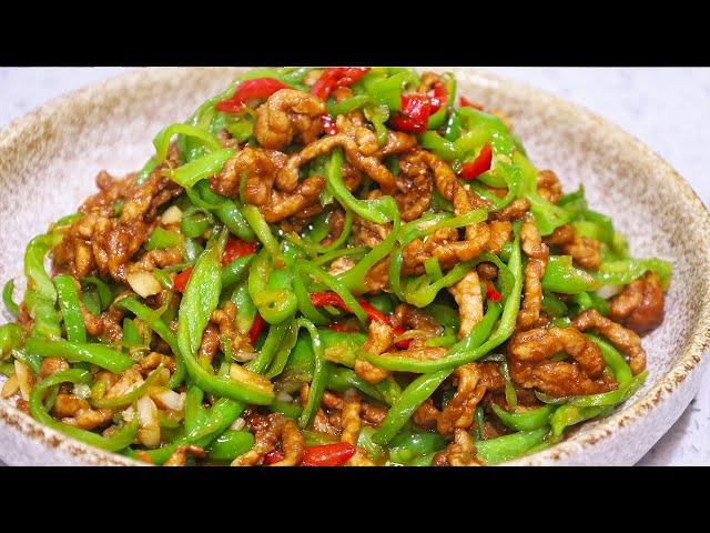 When you want to make "green pepper shredded pork", watch this video,a practical and reliable method