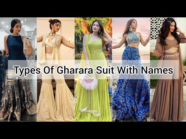 Types of gharara suit with names/Gharara suit design ideas for girls women/Wedding gharara sharara