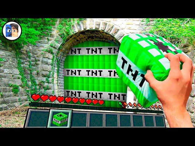 Minecraft in Real Life POV MOVIE - EMERALD TNT PORTAL - Realistic Texture Pack RTX ON