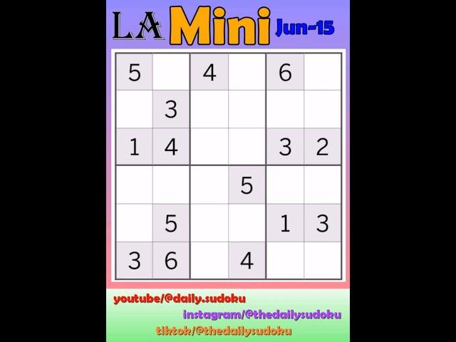 Los Angeles Times Daily #Sudoku 2025-06-15 2177 Mini