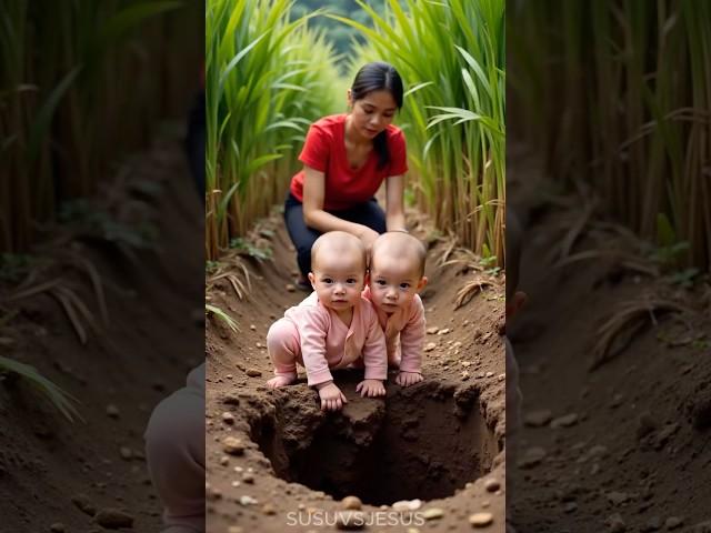 Poor two - headed baby fell into hole and was fortunately saved by Jesus #jesus #baby