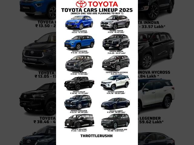 TOYOTA CARS LINEUP & PRICELIST 2025 #toyota #fortuner #legender #landcruiser #hilux #innova #hyryder