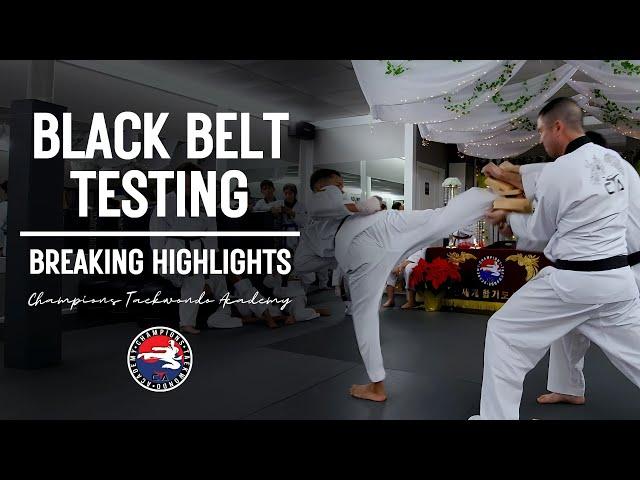 Taekwondo Black Belt Testing | Board Breaking Highlights