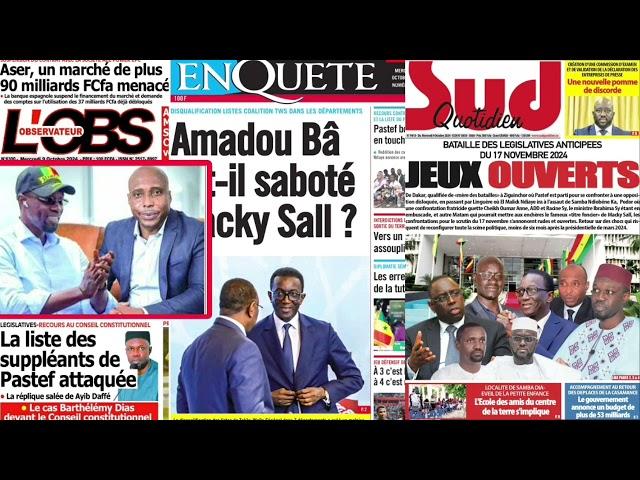 Revue De Presse Abdou Khadre SECK Du Mercredi 09 Octobre 2024 - BAOL INFO TV OFFICIEL