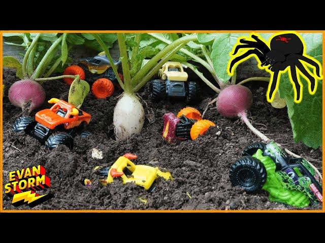 Kids Growing Monster Jam Trucks In The Garden