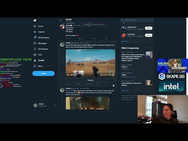 TGLTN watches all his old clips from Twitter