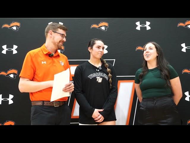 Tusculum VB Postgame: Coach Hannah Barrett, Martina Foster Interview (Nov 1, 2024)