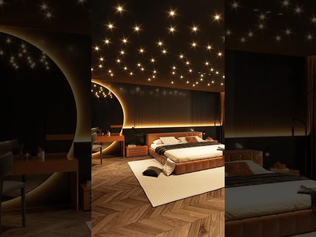 Inspiração de Design: Quarto Moderno com Tons Escuros e Iluminação Sofisticada  #imoveis #inspiração